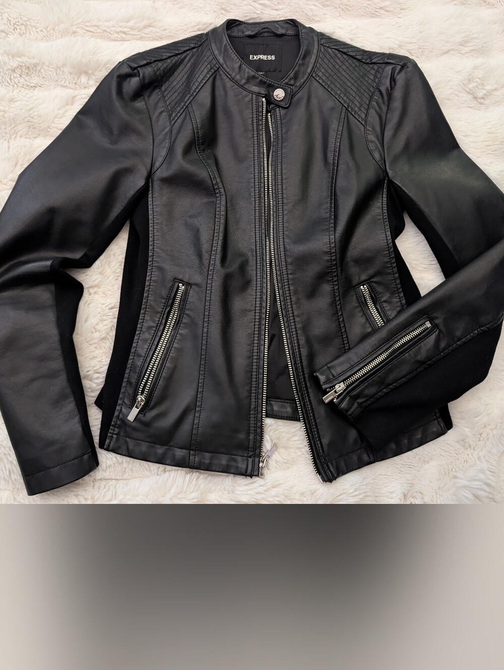 Express Women’s Black Faux Leather Moto Jacket